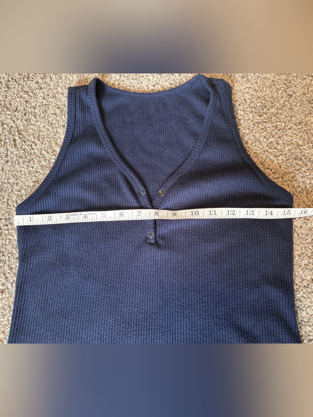 Navy Ribbed Knit Tank Top - Picture 4 of 9